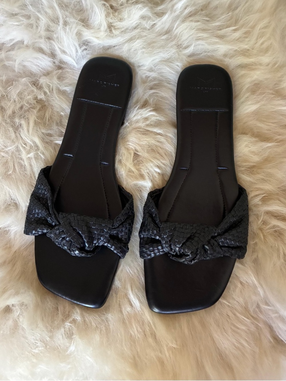 Marc Fisher Leather Braided Knot Slide Sandals
